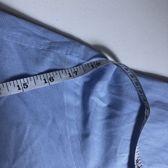 HUGO BOSS Sharp Fit Button up Dress Shirt Blue Mini Check Size 16.5 32/33 - Picture 7 of 8